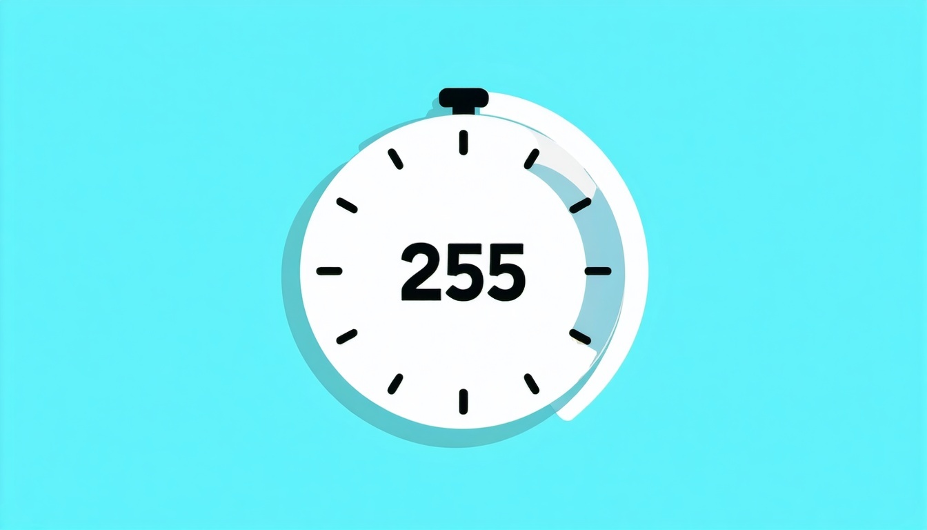 simple graphic that shows 255 hours on a light blue background